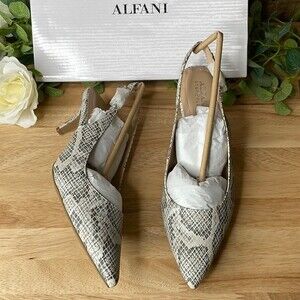 Alfani Women's Step 'N Flex Babbsy Pointed-Toe Slingback Pumps, TAUPE SNAKE SKIN